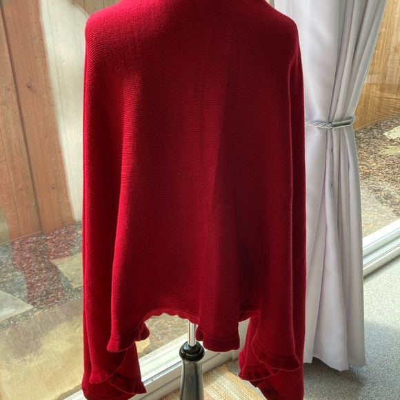 Elegant Red Knit Wrap Shawl Size OS - Picture 3 of 6